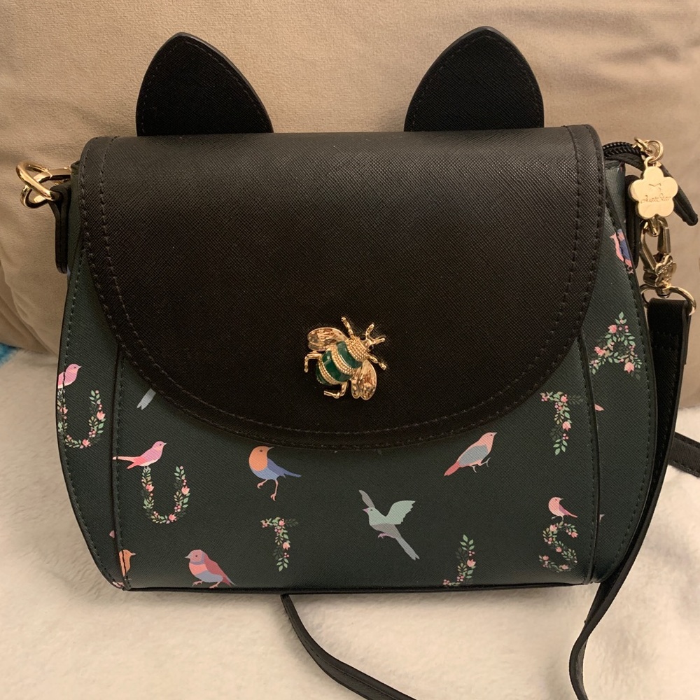 Crossbody purse with cat ears and cute print